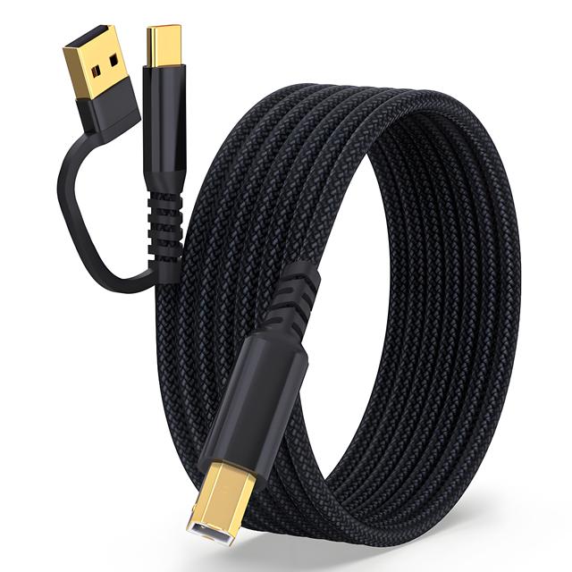 New Trending 2-in-1 USB Data Cable Splitter Connect One Printer to Two PC Computers with Nylon Jacket for Scanner Use