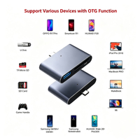 Hub USB 3.0 Type C OTG Plug and Play en aluminium avec lecteur de cartes SD TF en stock pour ordinateur portable MacBook iPad Pro Smartphone