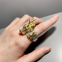 Populaire rétro Golden Dragon ouvert bague pour hommes 18K plaqué or alliage cadeau de mariage accessoires de fête