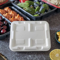 Boîte à lunch moderne en bagasse à 3 compartiments, compostable certifiée BPI, de qualité supérieure, jetable et alimentaire, pour la préparation de repas à emporter