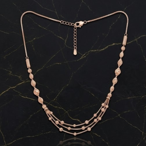 Collier en argent 925 plaqué or rose, élégant, double rangée de perles, bijoux pour femme, collier de mariée, collier de fête pour elle, pour les filles - Product Image 2