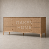 Meuble de rangement en bois de chêne pour chambre à coucher OAKEN, commode à 6 tiroirs en bois de chêne rainuré, meubles de maison