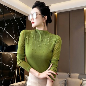 Solid Color Mesh Long-Sleeved T-Shirt 2026 Summer All-Match Small Shirt Simple Casual Wear Western Style Hot Drilling Top - Product Image 3