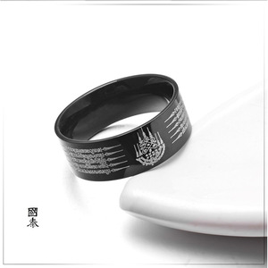 Retro Thai Five Mantra Titanium Steel Ring, Fashionable Stainless Steel Jewelry for Men and Women, Source Factory, <b>Dropshipping</b> - Product Image 2