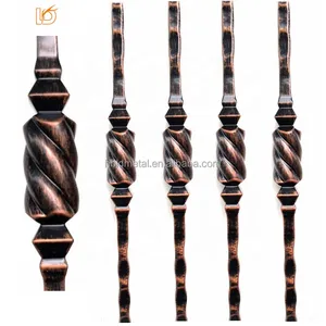 Wholesale Interior 9/16" Square Hammered Iron Balusters Indoor Forged Staircase Spindles for Railing Decoration