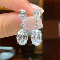 CAOSHI Haute Qualité Goutte D'eau Ovale Cristal Cubique Zircone Charme Boucles D'oreilles Pour La Mariée Femmes Bijoux De Mariage CZ Pendentif Boucles D'oreilles