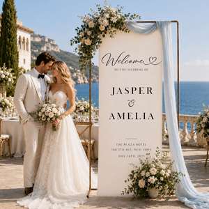 Pancarta de Tela Personalizada, Letrero de Bienvenida de Tela, Letrero Colgante Vertical para Entrada de Recepción de Bodas y Fiestas - Product Image 5