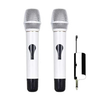Ensemble de microphones sans fil portables cardioïdes blancs légers avec suppression du bruit en métal pour KTV DJ Karaoké