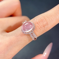 Bague en argent sterling 925 avec pierre précieuse ovale en quartz rose naturel, livraison rapide, cadeau de luxe léger, fiançailles, mariage
