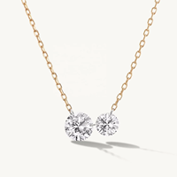 Collier pendentif élégant en argent sterling 925 plaqué or avec double zircon, pour femmes, LOZRUNVE