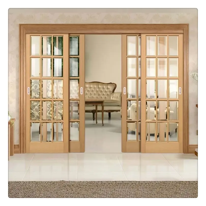 Puertas de madera Ace Modelos de puerta de ventana de madera doble principal Puertas pivotantes Entrada moderna Madera maciza