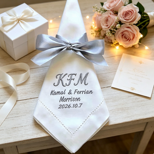<span class=keywords><strong>Serviettes</strong></span> <span class=keywords><strong>de</strong></span> <span class=keywords><strong>table</strong></span> en lin blanc naturel brodées sur mesure avec ourlet festonné pour restaurant et mariage - Product Image 5
