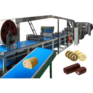 Mesin panggang kue otomatis/lapisan peralatan manufaktur kue/garis produksi pembuat gulungan swiss harga pabrik penjualan langsung
