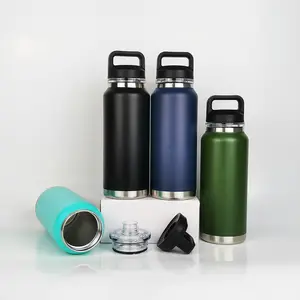 Eco-friendly big mouth stainless steel travel sport gry 32oz 64oz hot and cold water bottle with Chug Cap
