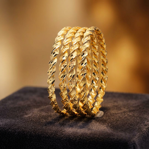 Oro Joyeria Luxury Gold-<b>Filled</b> Brass Bangles Traditional Style Fashion Bracelets with Dye Gold Finish - Product Image 2