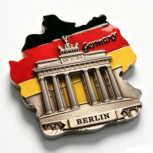 Customized 3D Embossed Enamel Metal Commemorative Refrigerator Magnets UV Printing Electroplating City Map Flag Design - Product Image 2