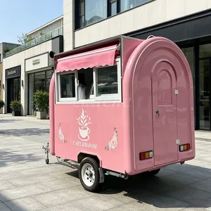Carrito de Venta Ambulante de 2.2m para Café y Bagels Rosados, Remolque para Galletas y Postres, Camión de Comida Móvil para Camping - Precio Mayorista - Product Image 1