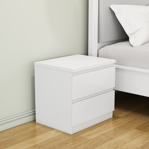 White Nightstand 19.7 Inch 2 <b>Drawers</b> Handle Free Design Thickened Top Plate <b>Small</b> Side Table - Product Image 1