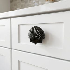 Classic Shell Shape <b>Drawer</b> Knob <b>Black</b> Metal Cabinet Hardware for <b>Drawers</b> Easy Push Or Pull Vintage Metal Knobs Furniture Decor - Product Image 1