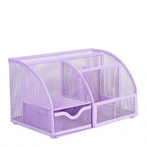 Organisateur de bureau multifonctionnel en maille métallique avec 7 compartiments, porte-crayons et ensemble de rangement pour une organisation optimale - Product Image 3
