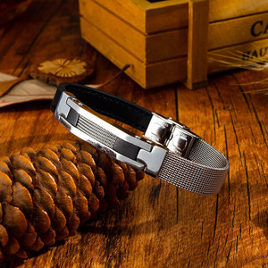 Conception personnalisée de bonne qualité bijoux fins fil d'acier inoxydable maille <span class=keywords><strong>Bracelet</strong></span> en <span class=keywords><strong>cuir</strong></span> pour hommes - Product Image 4