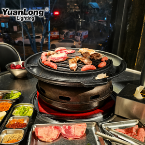 Griglia <span class=keywords><strong>BBQ</strong></span> Coreana Rotonda in Ghisa da 380mm, Fornello da Tavolo per Barbecue a Carbone, per Uso Commerciale e Domestico - Product Image 4