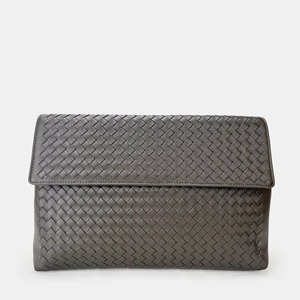 2026 New Genuine Leather Woven Magnetic Closure <b>Square</b> Shape Handbag Large Capacity Flip Envelope Bag Business Casual Clutch - Product Image 1