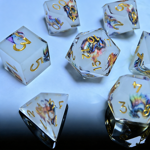 ชุดลูกเต๋าแฟนตาซีลายมังกรสำหรับเกม D&D แบบขายส่งจำนวนมาก ลูกเต๋าหลายเหลี่ยมคมกริบ สำหรับเกมกระดาน RPG ของขวัญสำหรับงาน<span class=keywords><strong>ป</strong></span>าร์ตี้ - Product Image 3