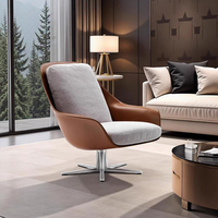 Fauteuil de salon moderne et simple en fibre de verre, personnalisé, en cuir Barenia, en acier inoxydable, fauteuil de lecture, canapé
