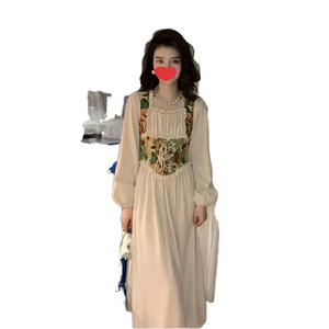Robe longue corset florale vintage personnalisée 5616, manches bouffantes en dentelle, col carré pour fêtes, mariages, vacances, OEM/ODM UE US DE ES <span class=keywords><strong>FR</strong></span> - Product Image 3