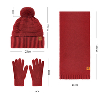 Ensemble trois pièces en laine mélangée pour l'hiver, style classique, logo personnalisé, cadeau de vacances d'hiver, vêtements de rue décontractés, gants, écharpe, bonnet