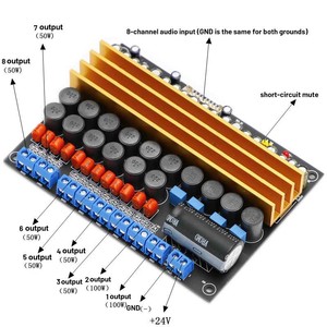 Tpa3116 <span class=keywords><strong>7.1</strong></span> 8-kanaals 100W 100W 6*50W Klasse D Digitale Eindversterkerkaart Voor Luidsprekers - Product Image 2