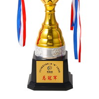 Design créatif Grandes oreilles et capuchon Couronne Prix personnalisé Trophée sportif Tasses Pièces argentées Noir Base haute Youtube Prix Trophée Coupe Métal