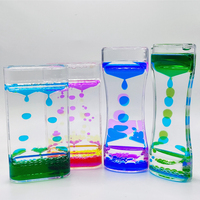 Jouet sensoriel anti-stress en forme de sablier à bulles liquides OEM, pour la maison, le bureau, en plastique coloré, huile et eau, fidget