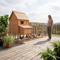 Poulailler carré moderne en bois pour l'extérieur avec porte coulissante, enclos sécurisé, grande poulailler ventilée pour jardin