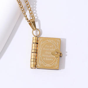 Hongtong nouveau Design ouvert fermer étanche <span class=keywords><strong>livre</strong></span> pendentif collier Mini Couple amour <span class=keywords><strong>livre</strong></span> médaillon collier en gros bijoux de mode - Product Image 6
