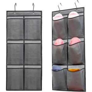 Over The Door Hanging Closet Organizer 12 Pockets Fabric <b>Storage</b> <b>Rack</b> For Shoes Behind Doors On Walls Grey - Product Image 1