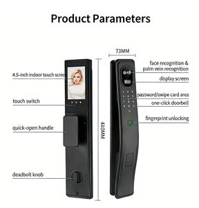 Serrure de porte en verre intelligente à reconnaissance faciale 3D et empreintes digitales, contrôlée par l'application Tuya, avec accès par <span class=keywords><strong>carte</strong></span>/clé - Product Image 2