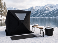 Tente de sauna pliable Warmfire en Oxford noir, carrée, pour l'extérieur, avec poêle à vapeur, sauna mobile portable pour la plage