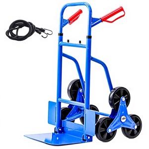 Four-Wheel Heavy Duty Hand Cart Lake Blue Steel Platform Industrial <b>Trolley</b> Durable Powder Coated - Product Image 1