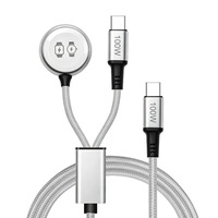 Kabel Data Pengisian Cepat 3 in 1 100W Pengisi Daya Nirkabel Jam Tangan Magnetik Kabel PD Nilon Terjalin untuk Ponsel
