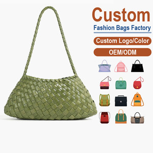 Sac à bandoulière pour femme en cuir synthétique véritable tressé, fermeture éclair antivol, vert olive, options multicolores, idéal pour l'été - Product Image 1