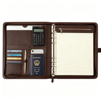Porte-documents A4 en cuir PU avec organiseur, classeur à 6 anneaux, calculatrice, pochette pour tablette, logo personnalisé, cadeau promotionnel, vente en gros