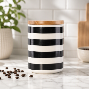 <span class=keywords><strong>Pot</strong></span> de rangement de cuisine haut en céramique <span class=keywords><strong>vide</strong></span> personnalisé à motif rayé - Product Image 1
