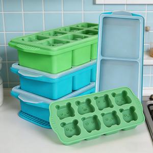 Molde para Cubitos de Hielo Reutilizable Ecológico de Alta Calidad, Bandeja de Silicona de Grado Alimenticio con Tapa de Plástico Libre de BPA - Product Image 6