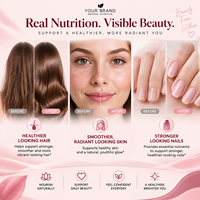 Gummies pour cheveux, peau et ongles en marque privée avec biotine, collagène, vitamines C et E, saveur fraise, OEM ODM