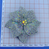 Appliques à coudre en maille de strass à dos plat en cristal, motif fleur 3D, pour robes de mariée, vêtements et chapeaux