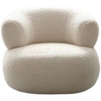 Fauteuil en forme de U minimaliste et confortable, revêtement en laine d'agneau sherpa, blanc, chaise de lecture décontractée pour chambre à coucher