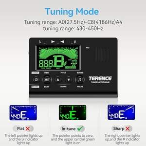 TERENCE Tuner numérique 3-en-1, métronome, générateur de tonalité, volume réglable, guitare classique, basse, clarinette chromatique, trompette, <span class=keywords><strong>violoncelle</strong></span> - Product Image 4