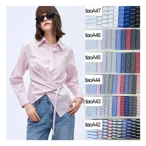 New stripe woven 100% polyester yarn dye men's shirts casual china textiles fabric wholesale